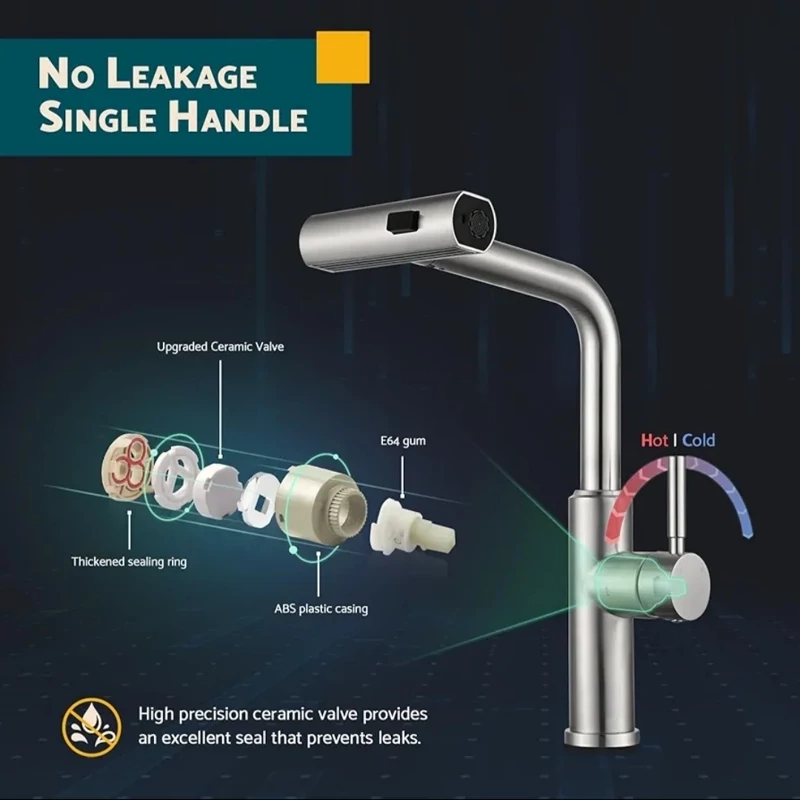 شیر روشویی استیل ضد زنگ HuaDiao با دسته اهرمی