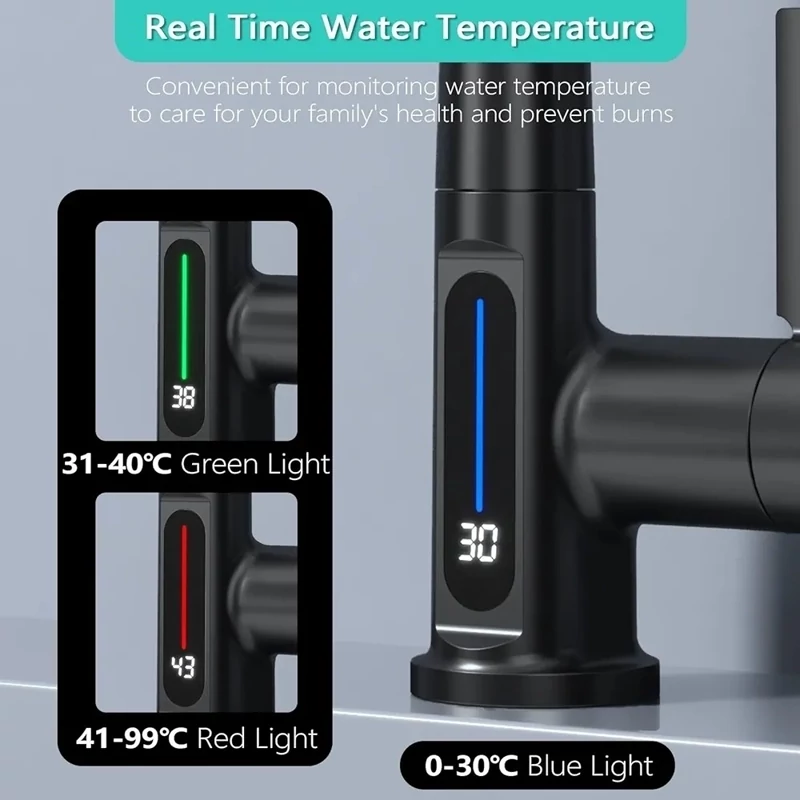 شیر ظرفشویی شاوری دیجیتال ۴ حالته با نمایشگر دما