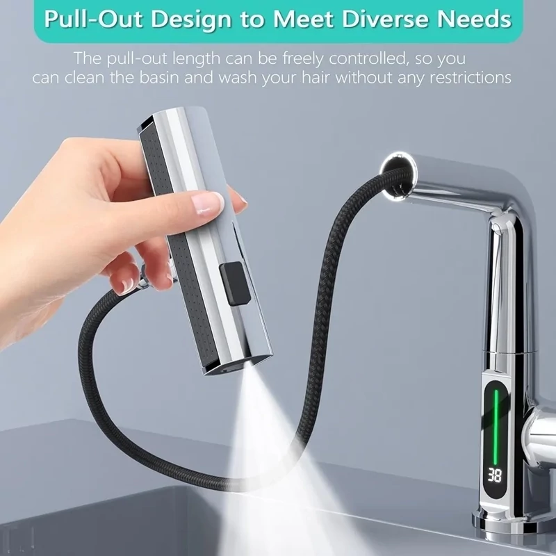 شیر ظرفشویی با نازل قابل‌کشیدن و چرخش آزاد