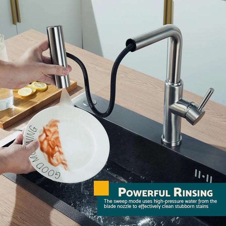 شیر ظرفشویی ۴ حالته با شلنگ کشویی 360 درجه