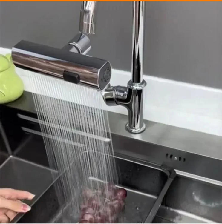 شیر ظرفشویی شاوری ۴ حالته برای سینک دو لگنه