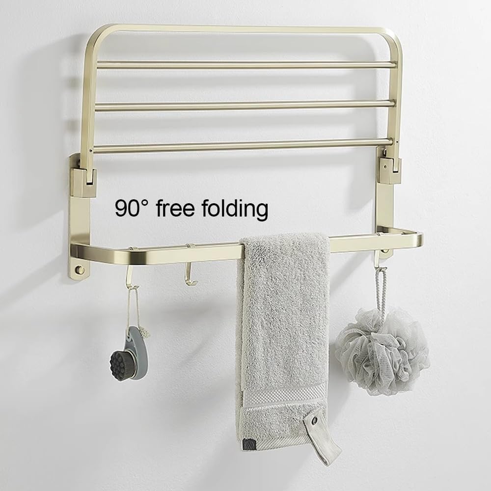 جا حوله و رخت آویز تاشو Hyshin مدل SUS 304 در حالت باز شده