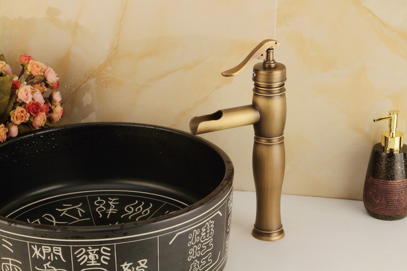 شیر پایه بلند روشویی بامبو، مناسب برای روشویی‌های روکابینتی (روکار)