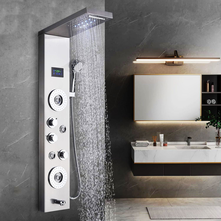 پنل دوش هوشمند PING مشکی مات (یا استیل براق) برای حمام مستر