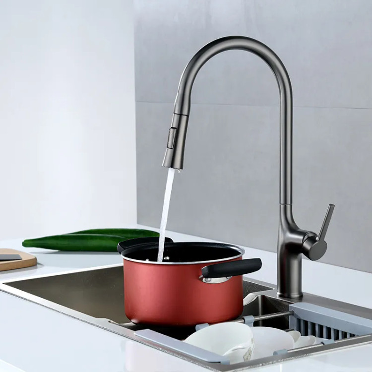 شیر ظرفشویی شاوری Hyshin 468 کروم براق با قابلیت چرخش ۳۶۰ درجه