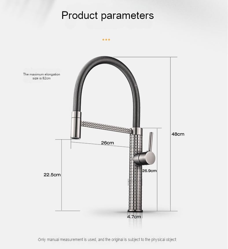 شیر ظرفشویی فنری Huadiao با سردوش Pull-Down و چرخش ۳۶۰ درجه