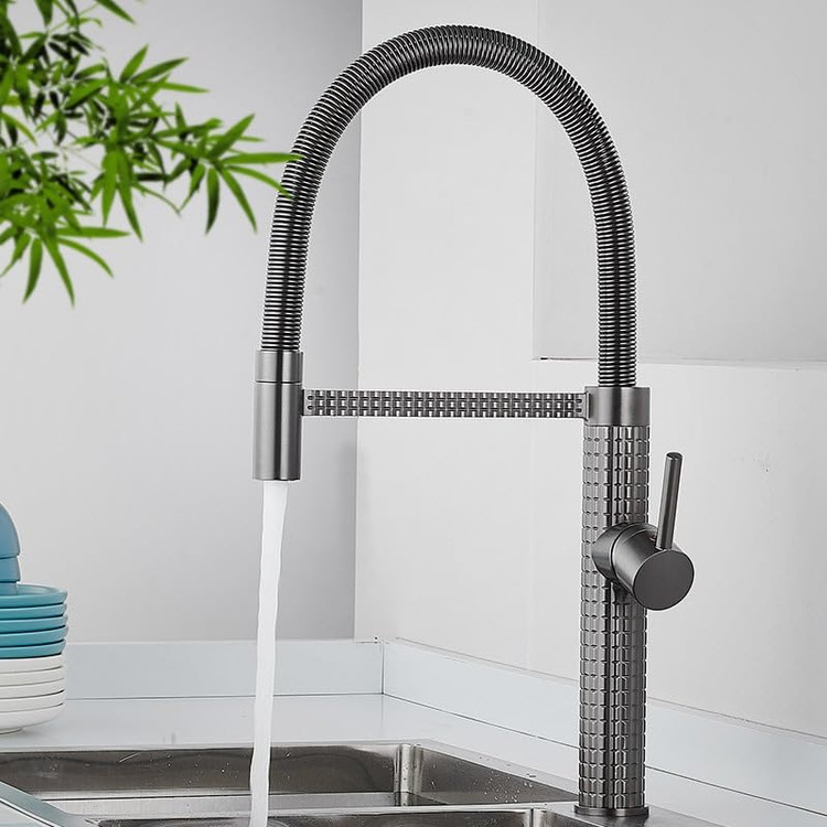 شیر ظرفشویی فنری Huadiao با سردوش Pull-Down و چرخش ۳۶۰ درجه