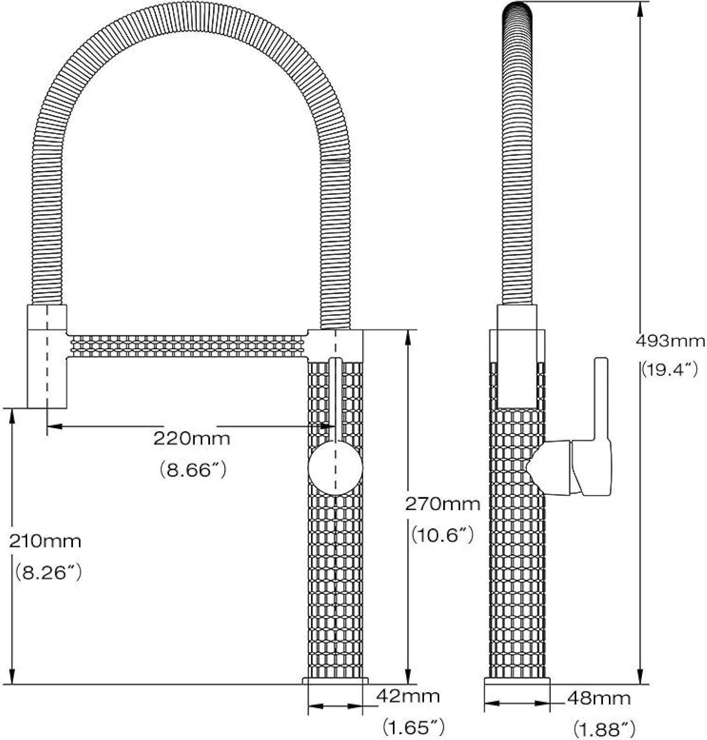 شیر ظرفشویی فنری Huadiao با سردوش Pull-Down و چرخش ۳۶۰ درجه