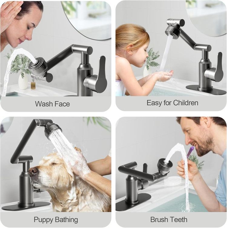 سینک روشویی با شیر چرخشی برای شستشوی آسان دهان و صورت