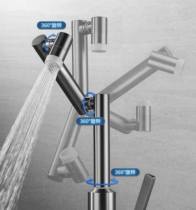 شیر روشویی با چرخش ۳۶۰ درجه برای شستشوی آسان موضعی و نظافت سینک