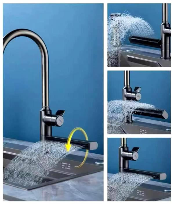 شیر ظرفشویی آبشاری با آبکاری کروم