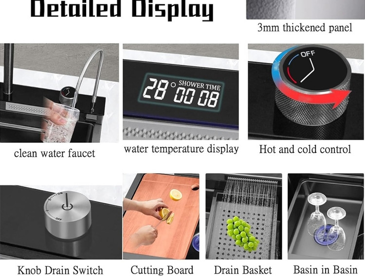 تخته گوشت چوبی آنتیباکتریال قرار گرفته روی ریل داخلی سینک ۹۰ سانتی