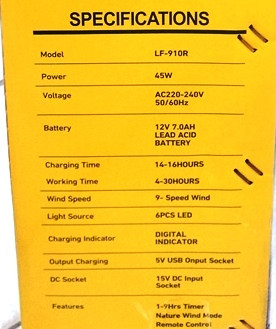 پنکه شارژی JEC AC/DC مناسب قطعی برق