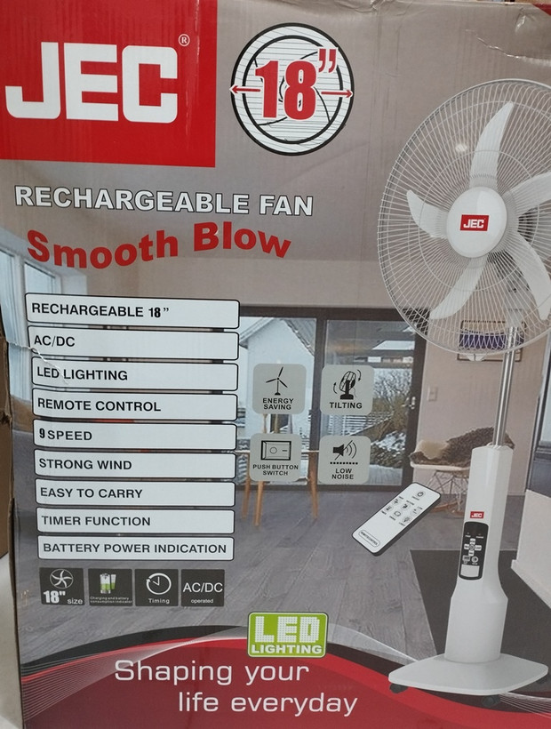 پنکه شارژی قابل حمل با چراغ اضطراری