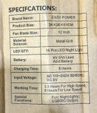 پنکه قابل شارژ با نور شب