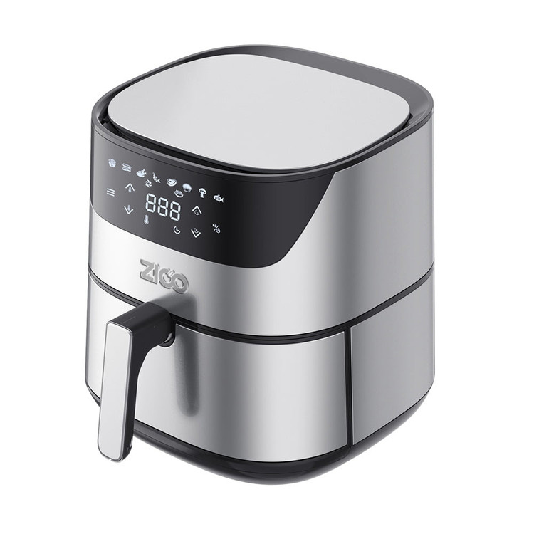نمای جلوی سرخ کن بدون روغن زیکو مدل ZC-9075 با صفحه نمایش دیجیتال و اکسسوریها