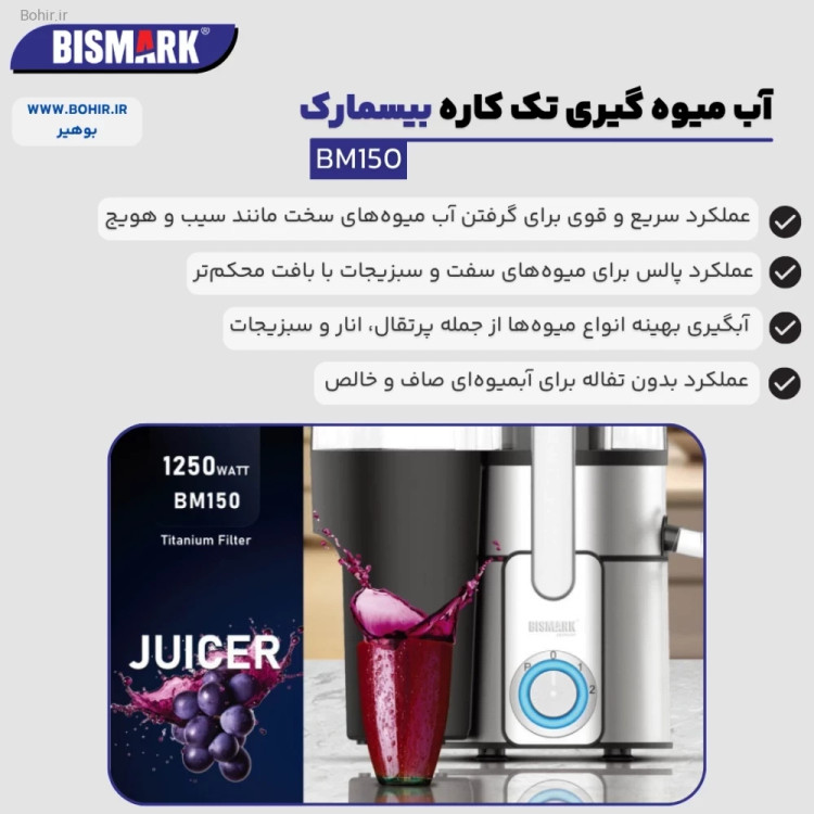 فیلتر تیتانیومی مقاوم آبمیوهگیر بیسمارک BM150