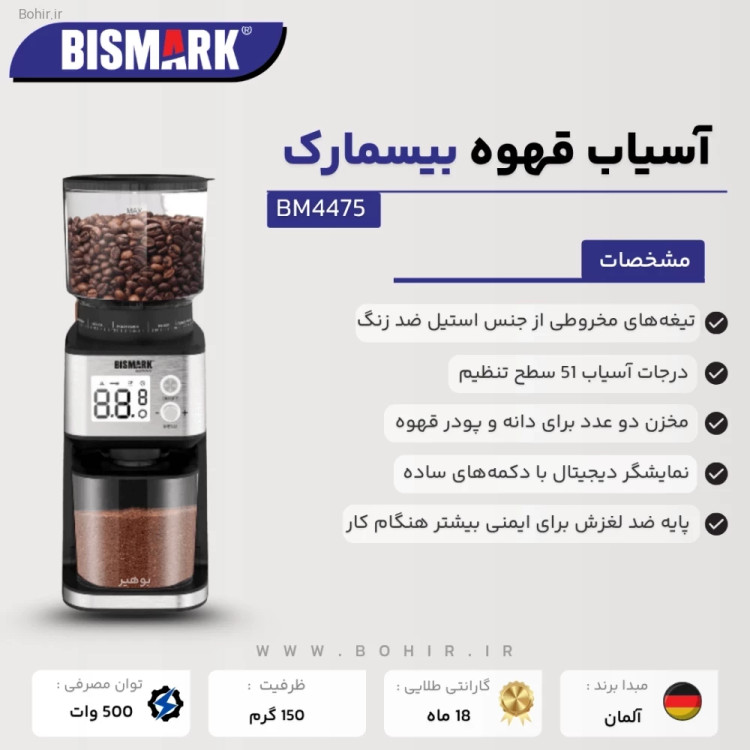 تیغههای مخروطی استیل ضد زنگ آسیاب قهوه بیسمارک BM4475