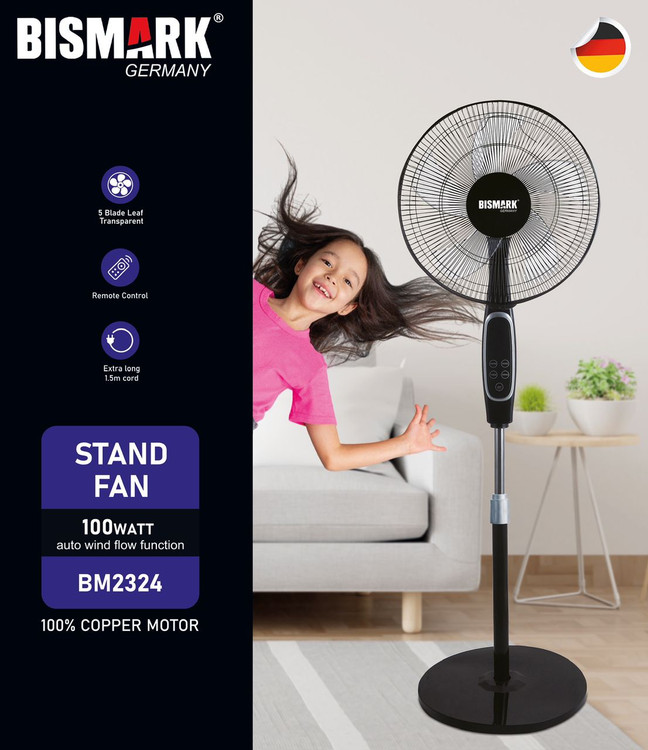 پنکه ایستاده بیسمارک مدل BM2324 با طراحی مدرن