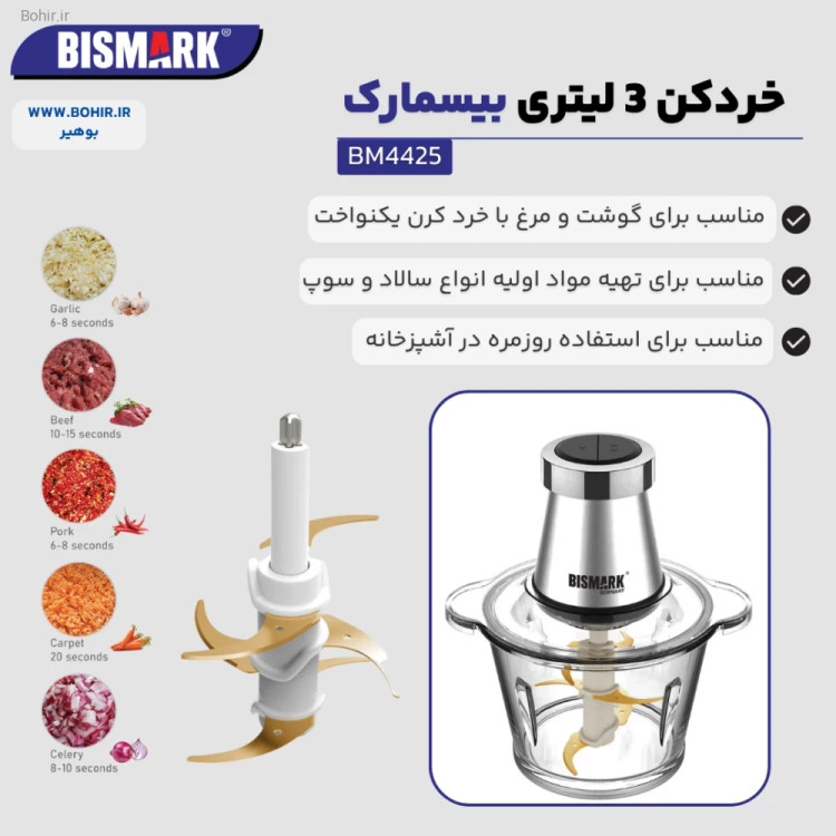 نمای تیغههای دوبل تیتانیومی خردکن بیسمارک BM4425