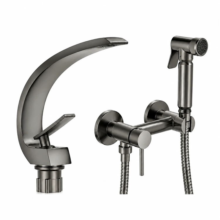 ست شیر روشویی HS_586 با شیر توالت فرنگی سرد و گرم